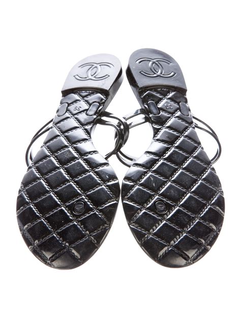 chanel camellia jelly sandals|Chanel women's slide sandals.